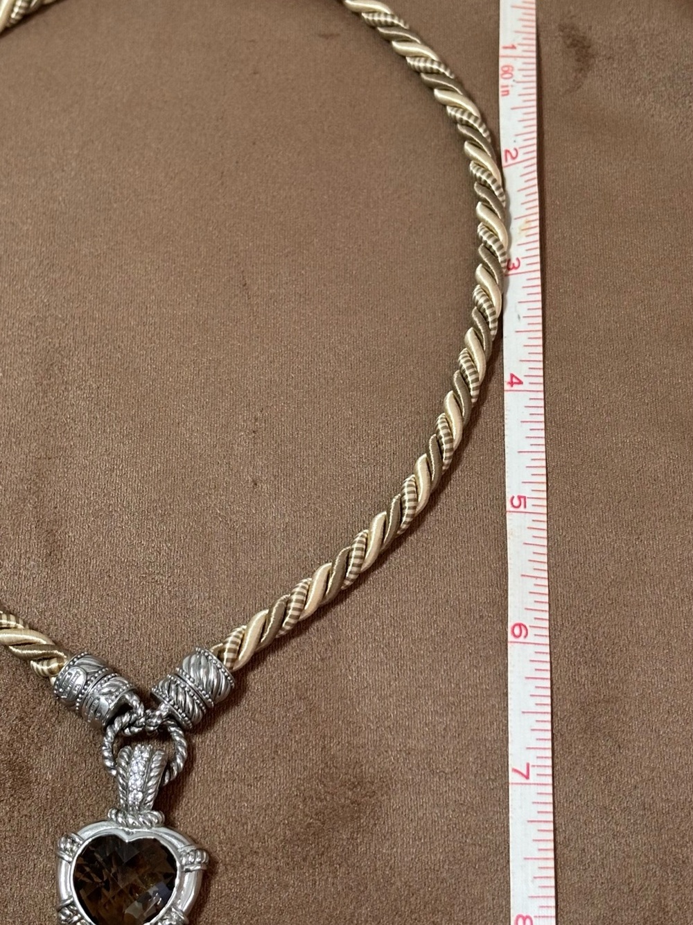 Elegant Judith Ripka Sterling Silver Necklace with Smoky Quartz Heart Pendant - Picture 9 of 13